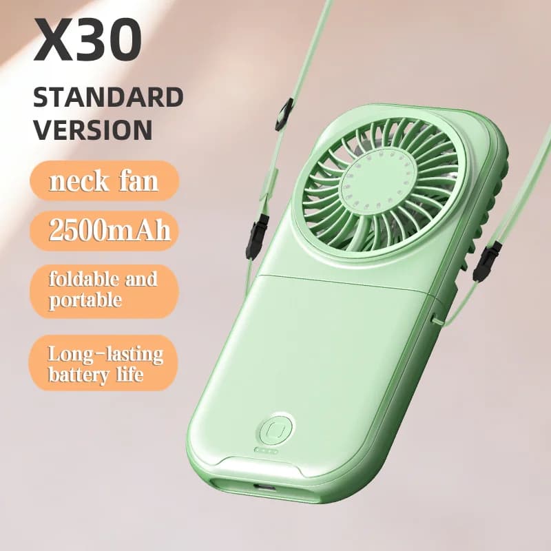 Foldable Neck Hanging Fan Rechargeable Handheld Portable 4 Speed Desk Fan — image 8