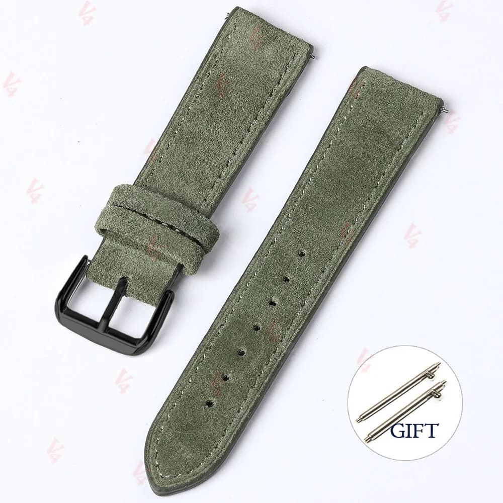 Watch Strap 18mm 19mm 20mm 22mm Suede Cowhide Handmade New Vintage Band Gray for — image 10