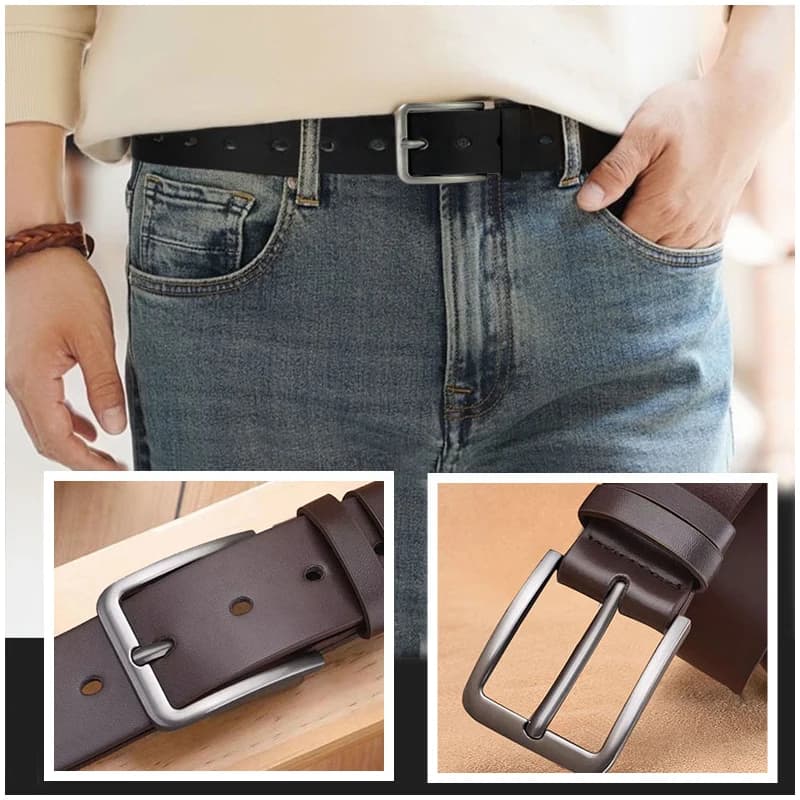 Men's Alloy Square Pin Buckle Belt PU Leather Jeans Business Leisure Belts — image 6
