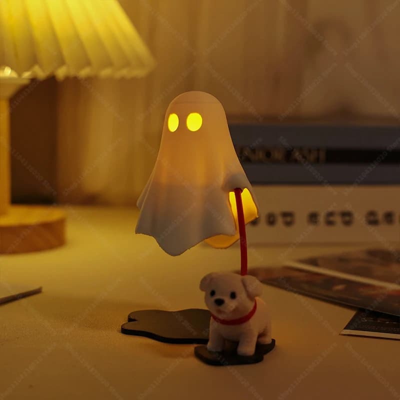 Cute Ghost LED Night Light with Dog Figure Spooky Desk Lamp Halloween Decor — image 2