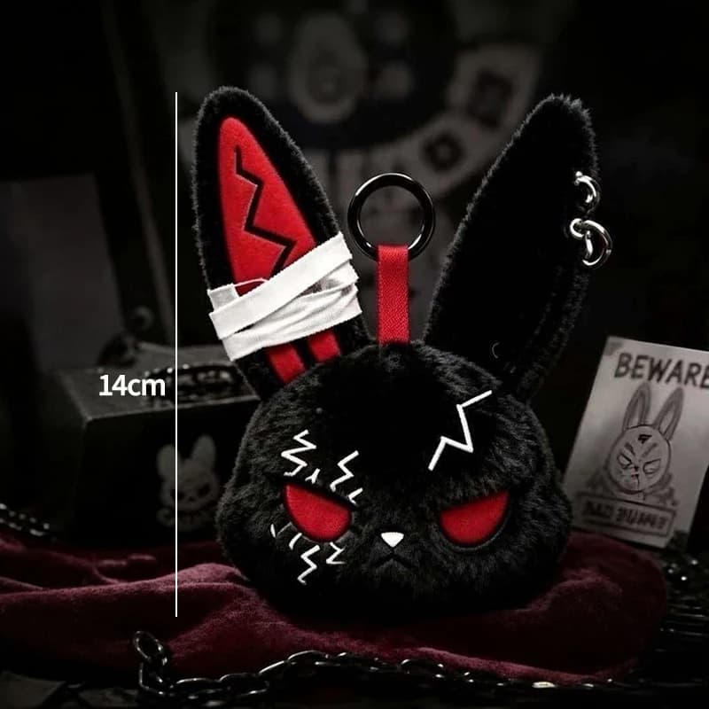 Gothic Bunny Plush Keychain Rabbit Bag Charm Horror Pendant Bandage Dark — image 12