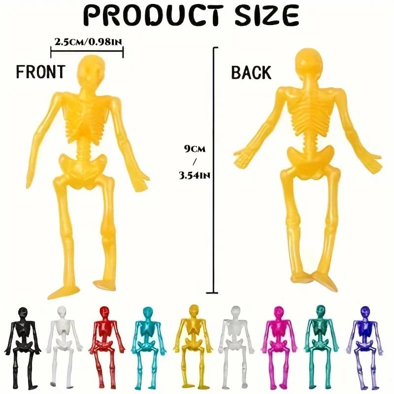 50 Pcs Stretchy Skeleton Sticky Toys Halloween Squishy Skull Party Set — image 4
