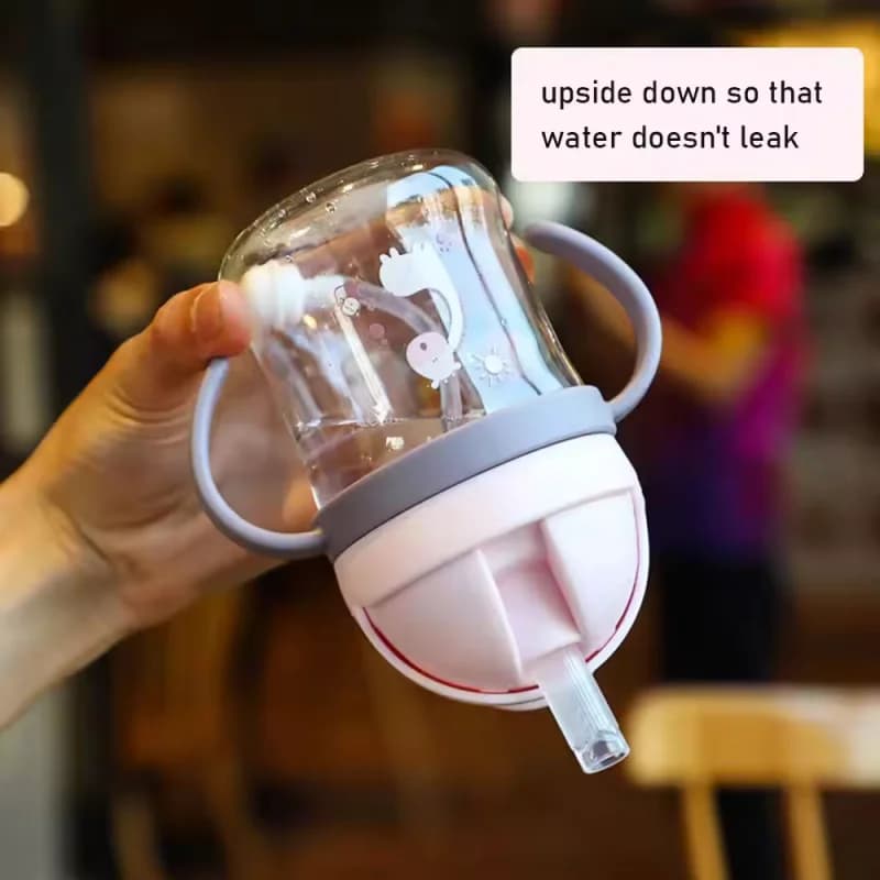 Children's Water Bottle with Straw Double Handle Leak-Proof Kids Cup — image 4