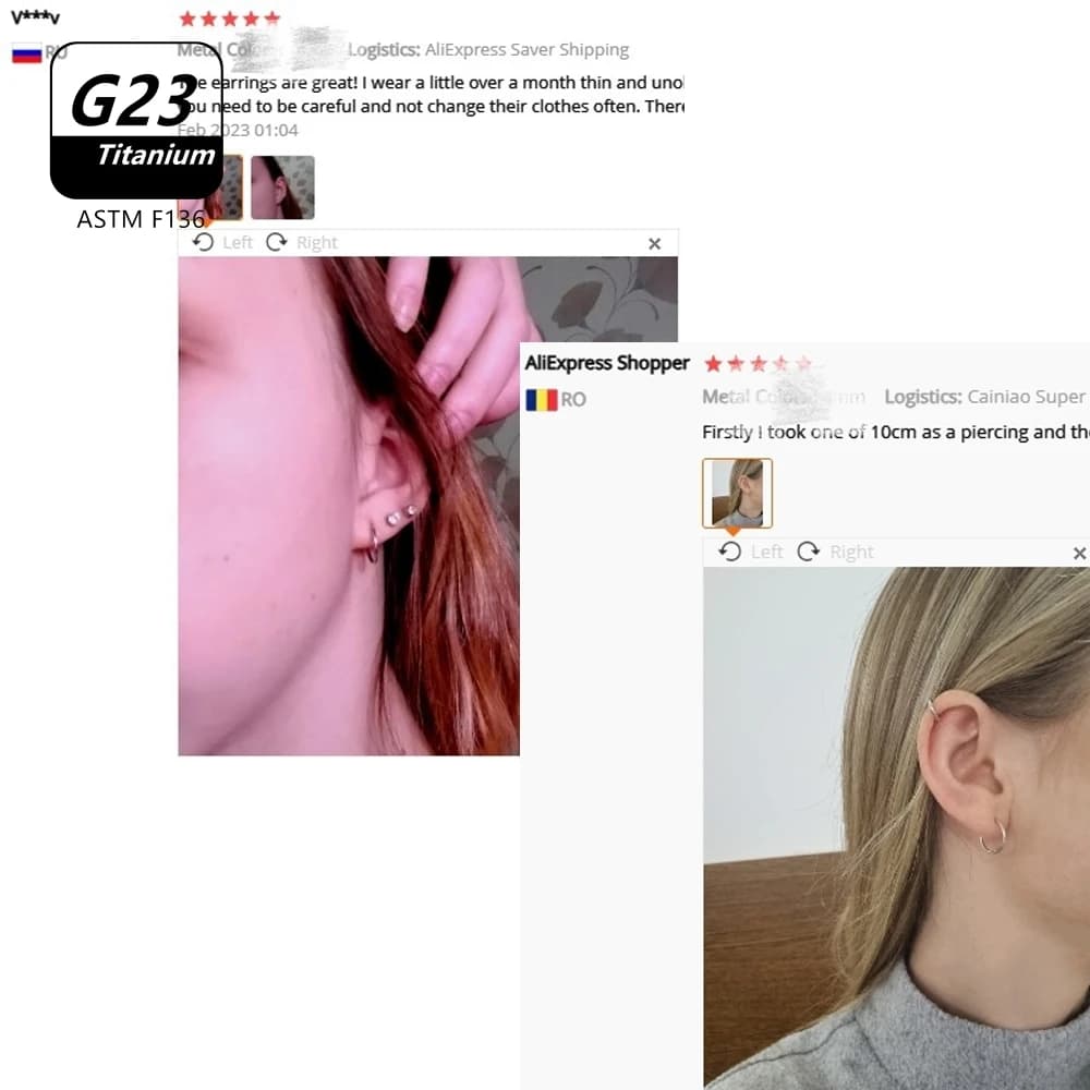 10 Pcs G23 Titanium Hoop Earrings Nose Ring ASTM F136 Body Jewellery — image 5