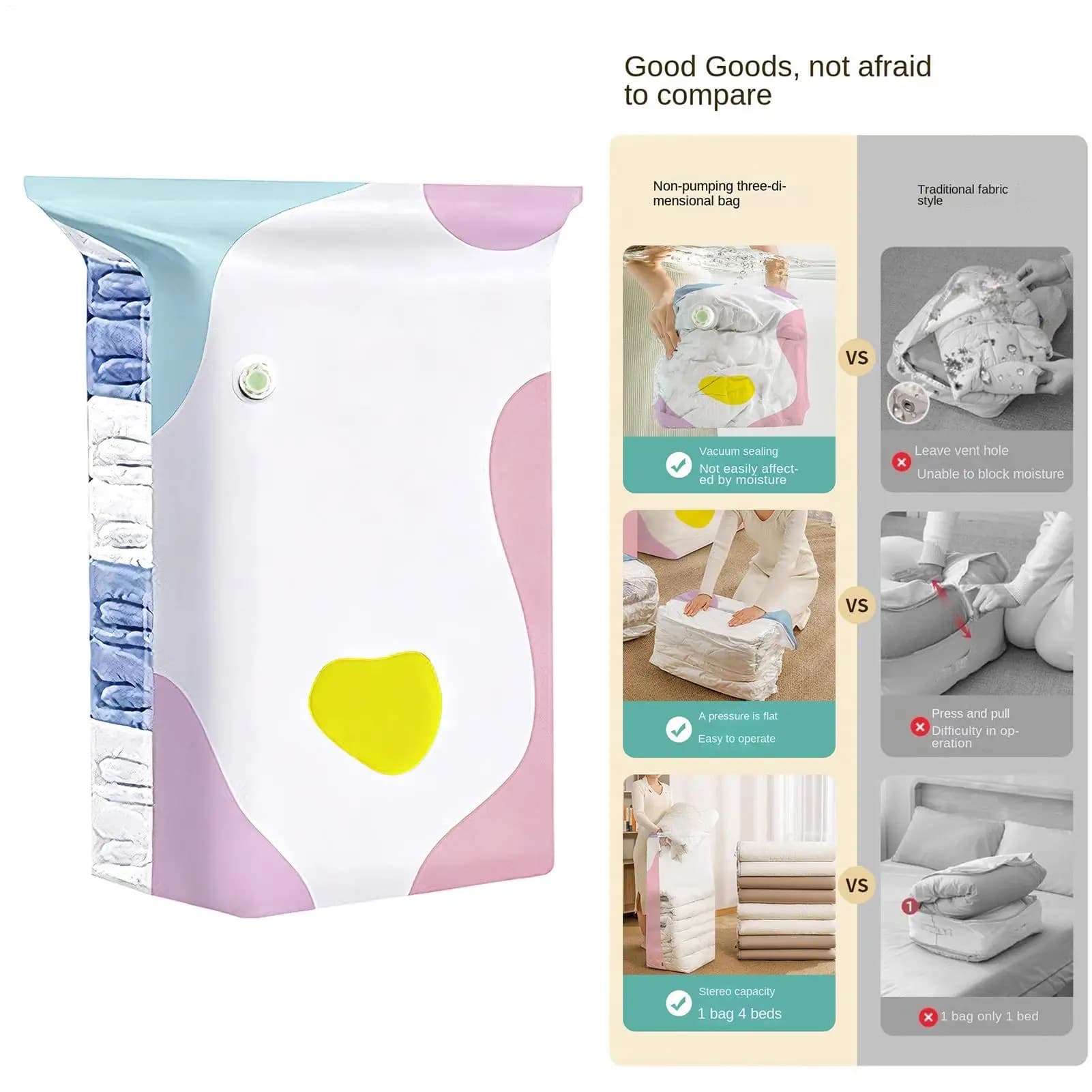 Vacuum Storage Bags for Clothes No-Pump Compression Space Saving Sealing — image 5