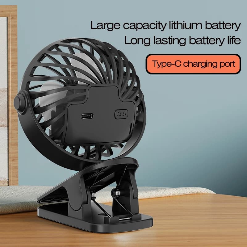 Portable Rechargeable Clip-On Fan 720° Rotating with Night Light — image 5
