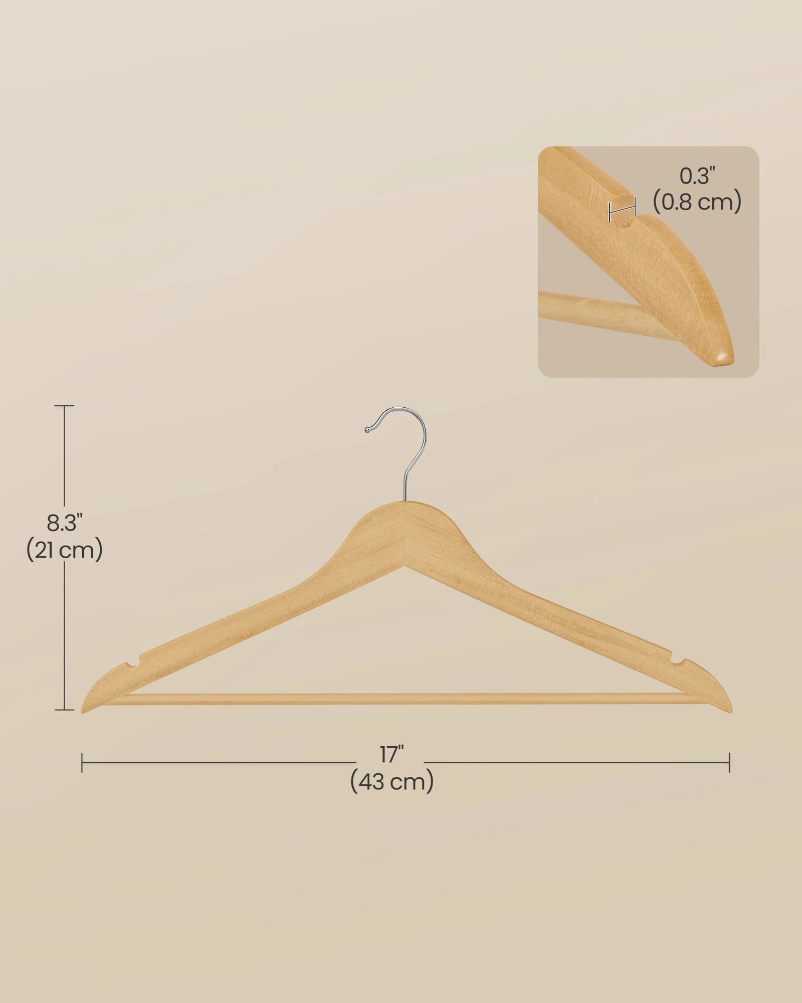 Wooden Hangers Pack of 30 Coat Hangers Pants Bar 360 Swivel New SONGMICS Hooks U — image 2