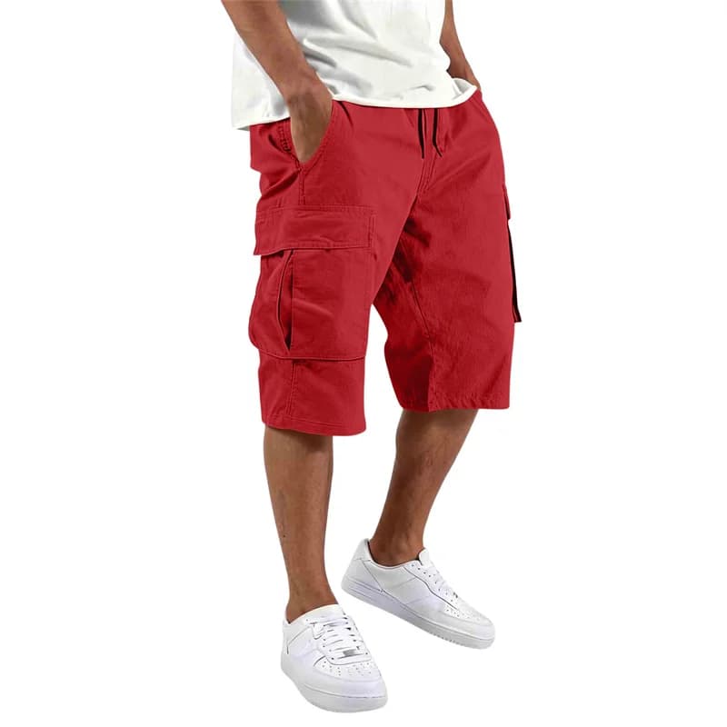 Men's Cargo Shorts Loose Fit Multi-Pocket Drawstring Summer Straight UK — image 14