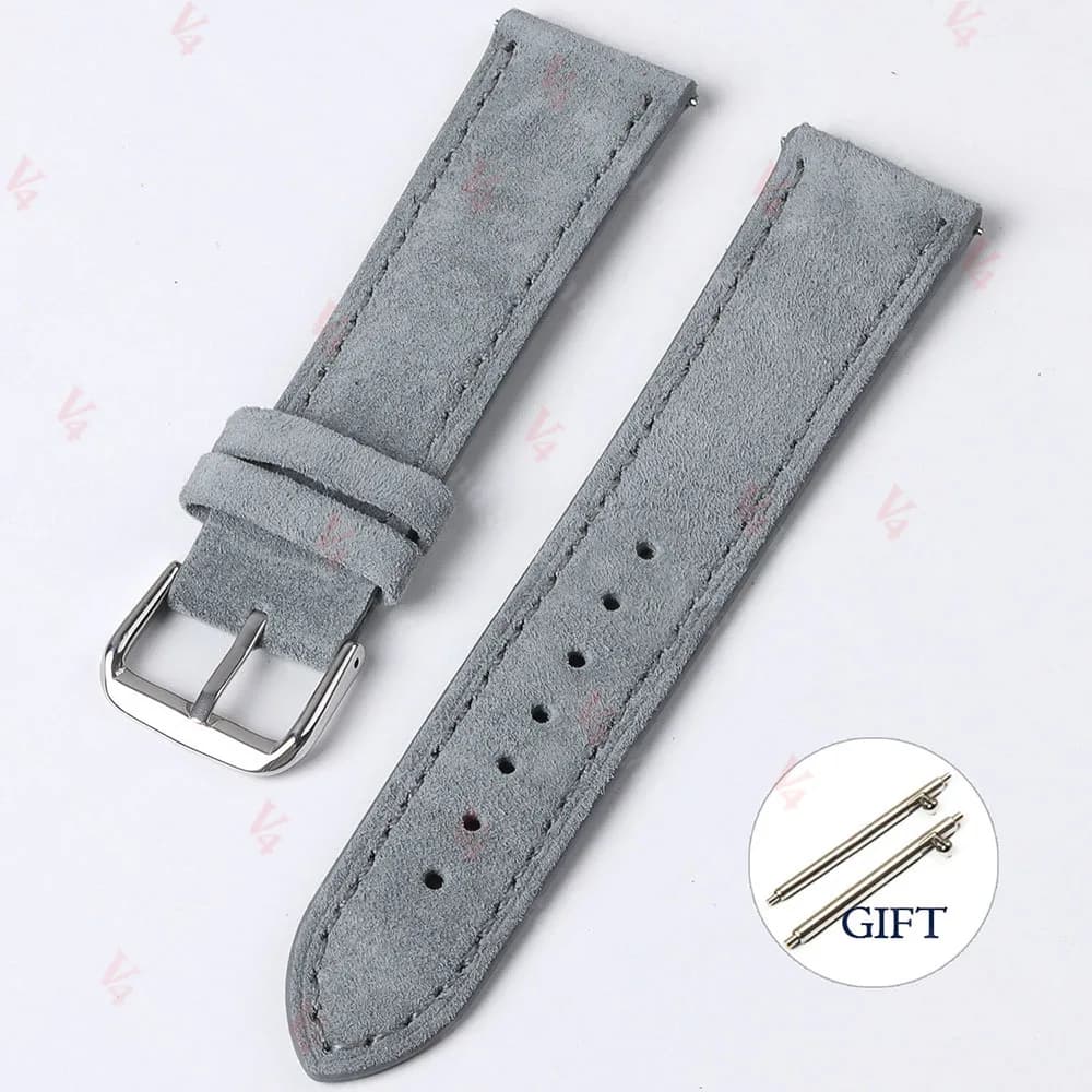 Watch Strap 18mm 19mm 20mm 22mm Suede Cowhide Handmade New Vintage Band Gray for — image 18