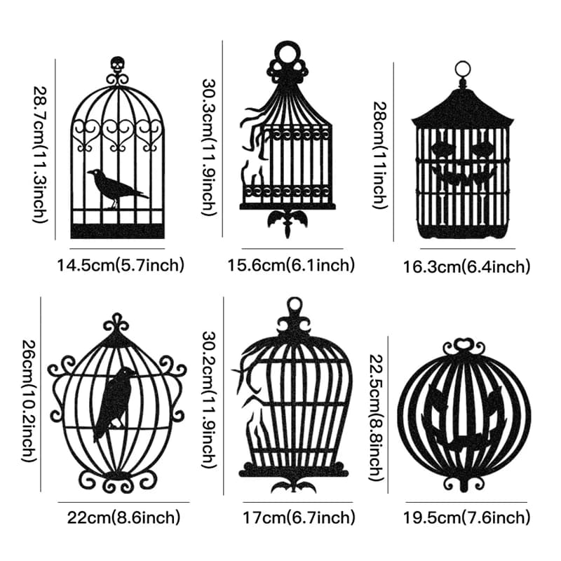 Halloween Black Crow Hanging Banner Garland Birdcage Paper Pendant Ornament — image 6