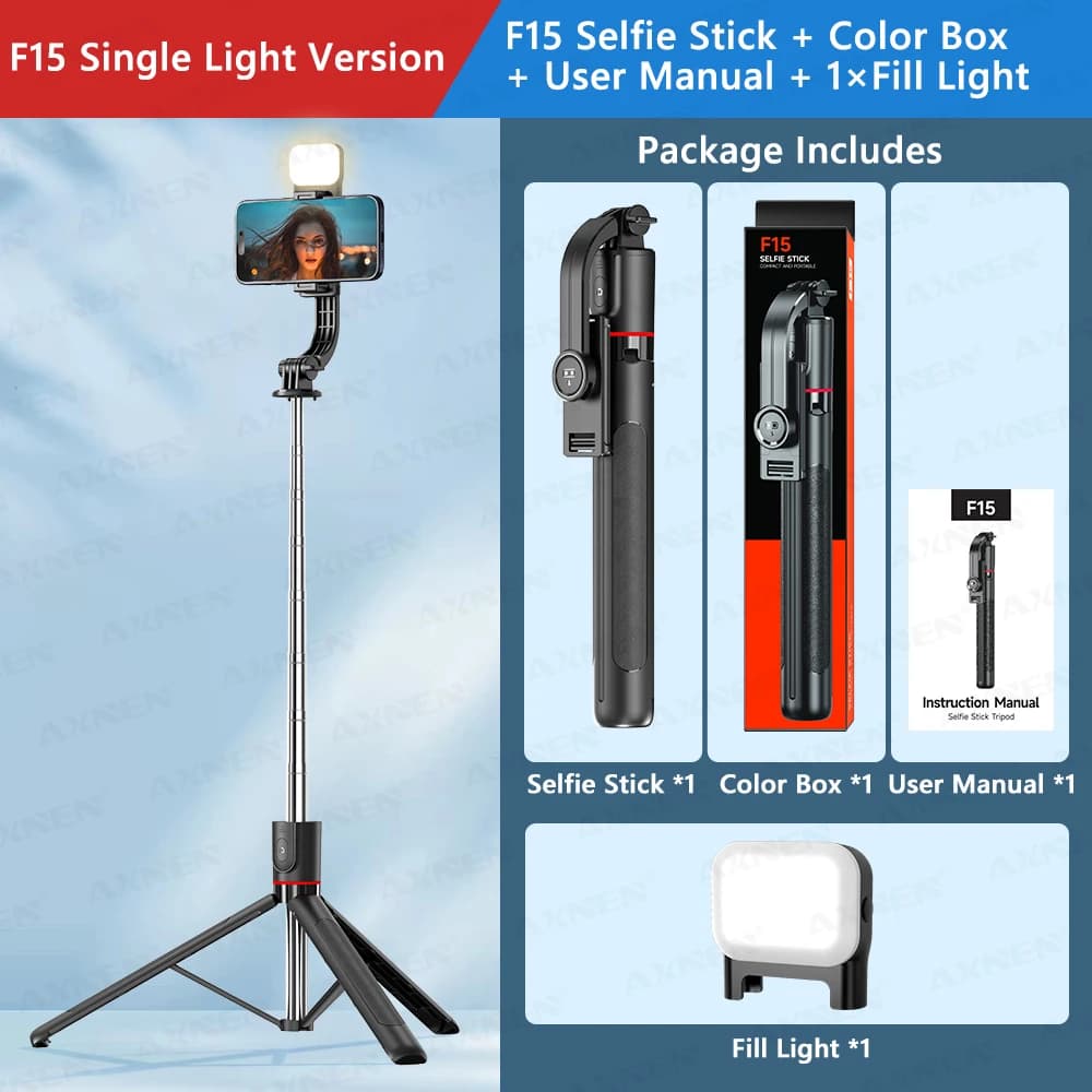Selfie Stick Tripod Bluetooth Remote 6-Section Extendable Phone Vlog New F15 360 — image 9