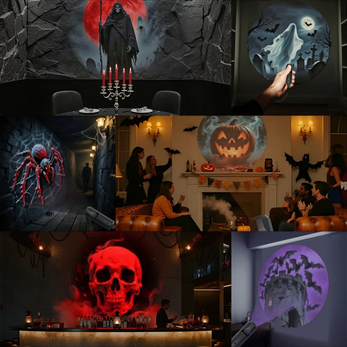 Halloween USB Projection Lamp 6 Pcs LED Light Ghost Witch Skeleton Patterns — image 4
