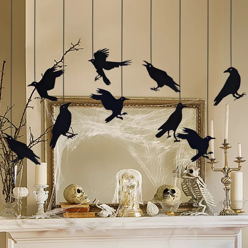 Halloween Black Crow Hanging Banner Garland Birdcage Paper Pendant Ornament — image 3
