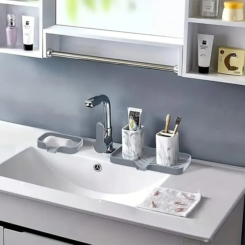 Silicone Faucet Mat Kitchen Sink Tray Soap Dispenser Sponge Drain Pad — image 6