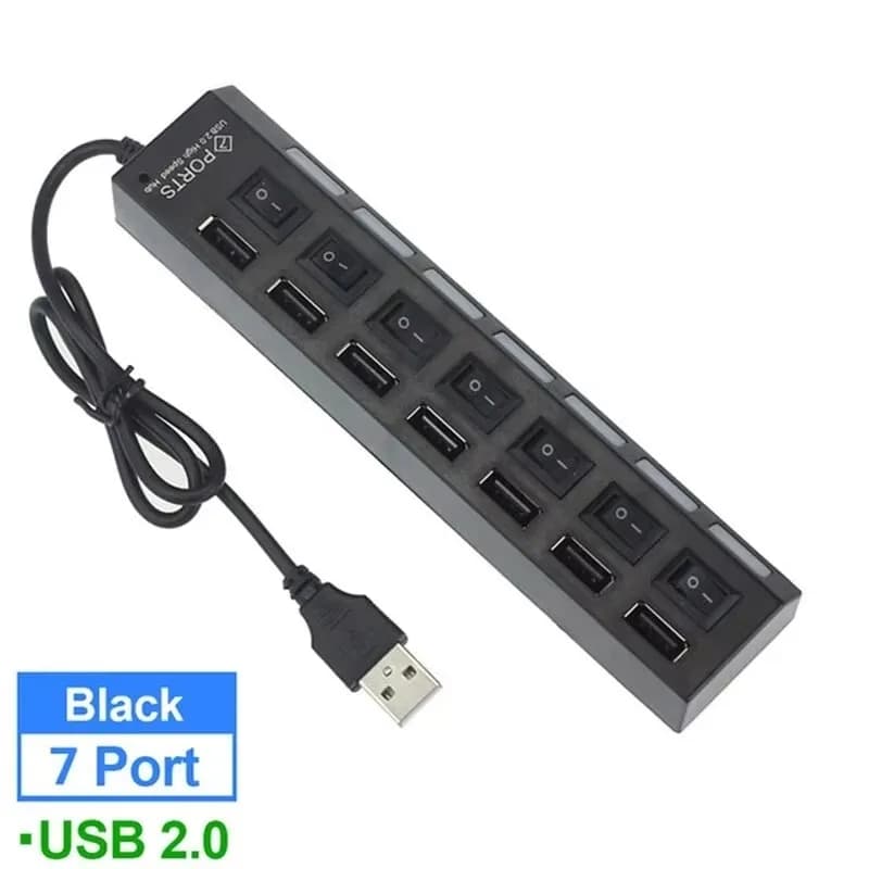 7 Port USB 2.0 Hub Extension Splitter Switch for PC Laptop Desktop Computer — image 5