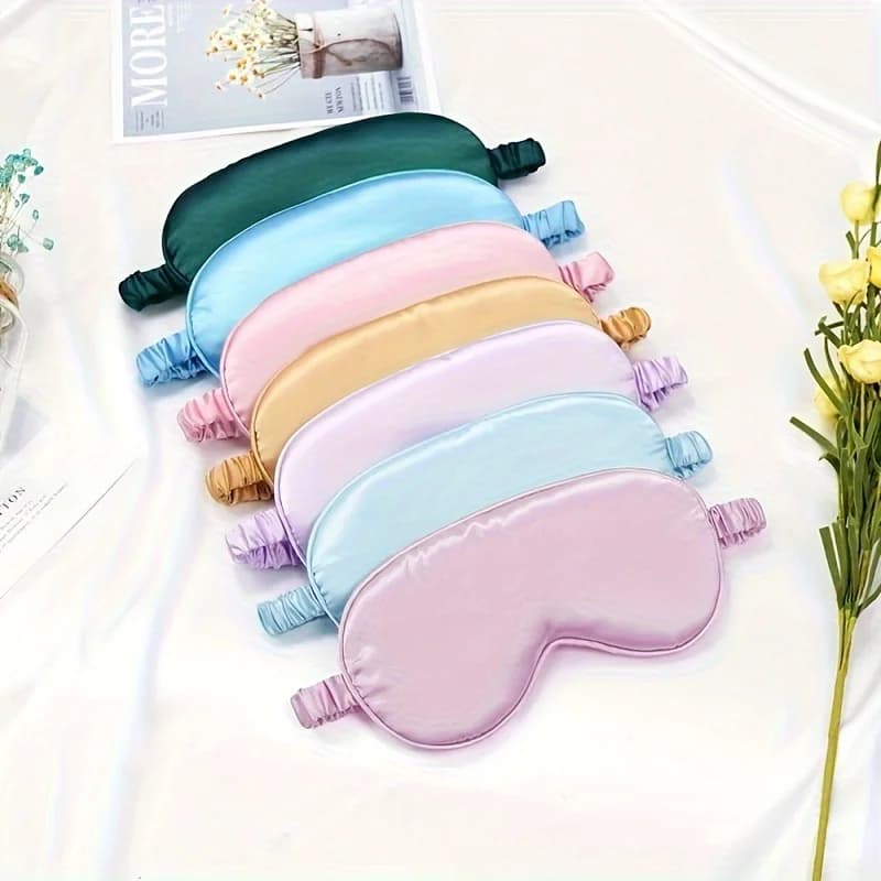 Silk Sleep Mask Eye Cover Blackout Breathable Travel Nap New 2pcs Masks Double U — image 2