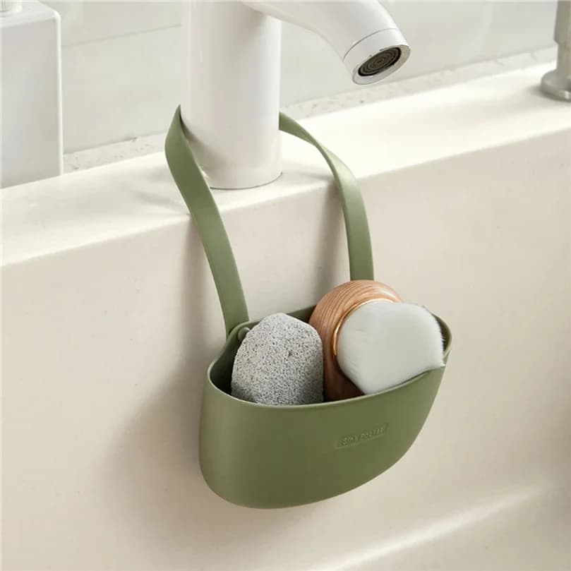 Kitchen Sink Holder Hanging Drain Basket Adjustable Rack for Soap Sponge Faucet — image 5