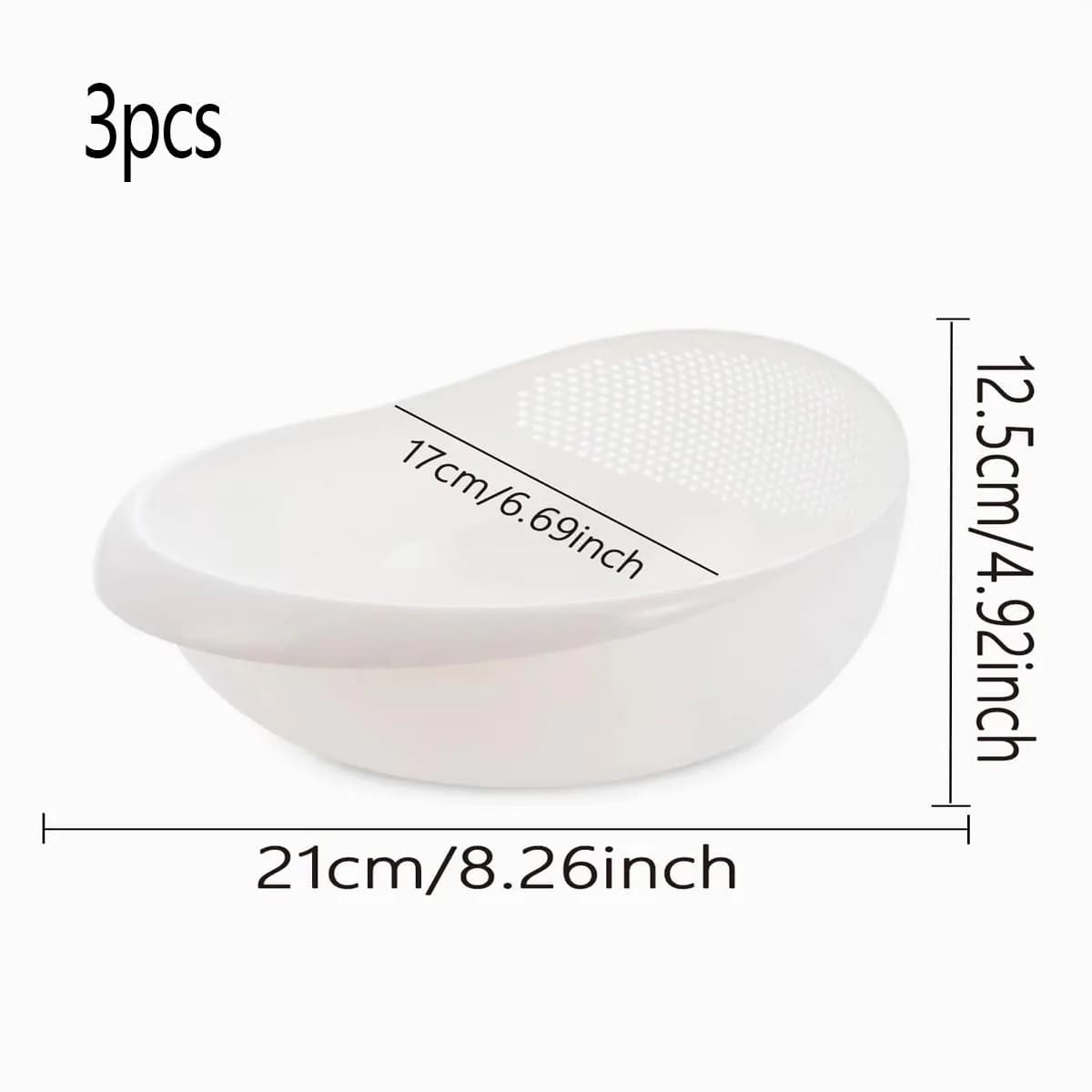 3 Pcs Colander Rice Bowl Drain Basket Fruit Washing Kitchen Organiser — image 8