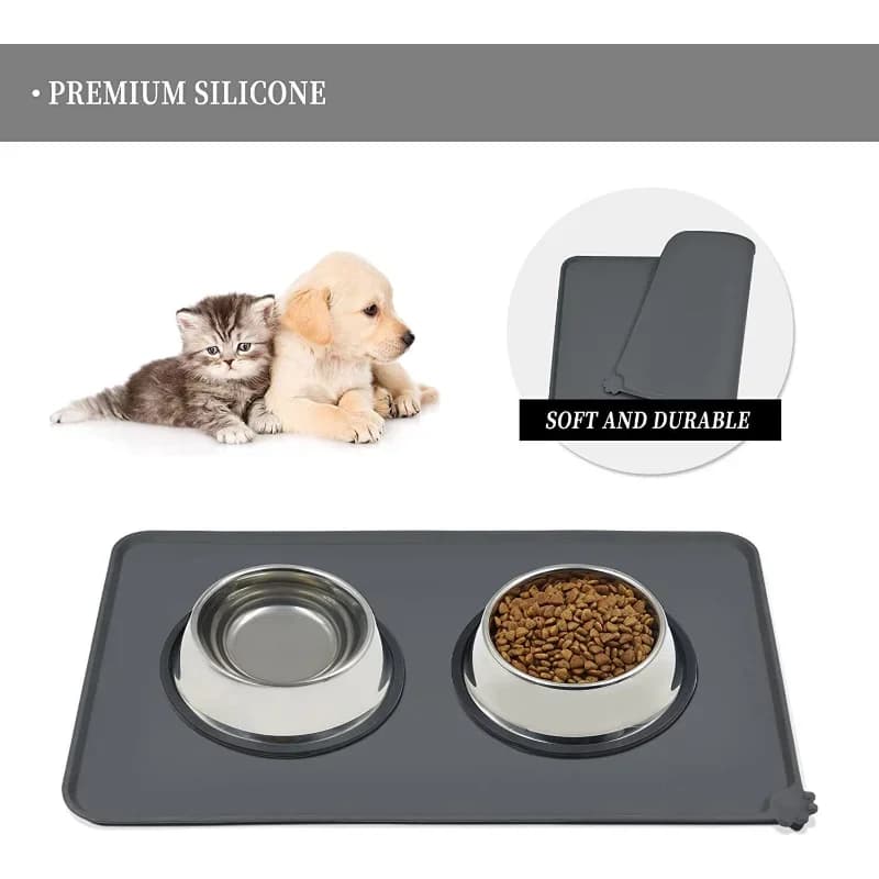 Silicone Dog Bowl Mat Waterproof Non-Stick Food Feeding Pad Puppy Placemat Pet U — image 4