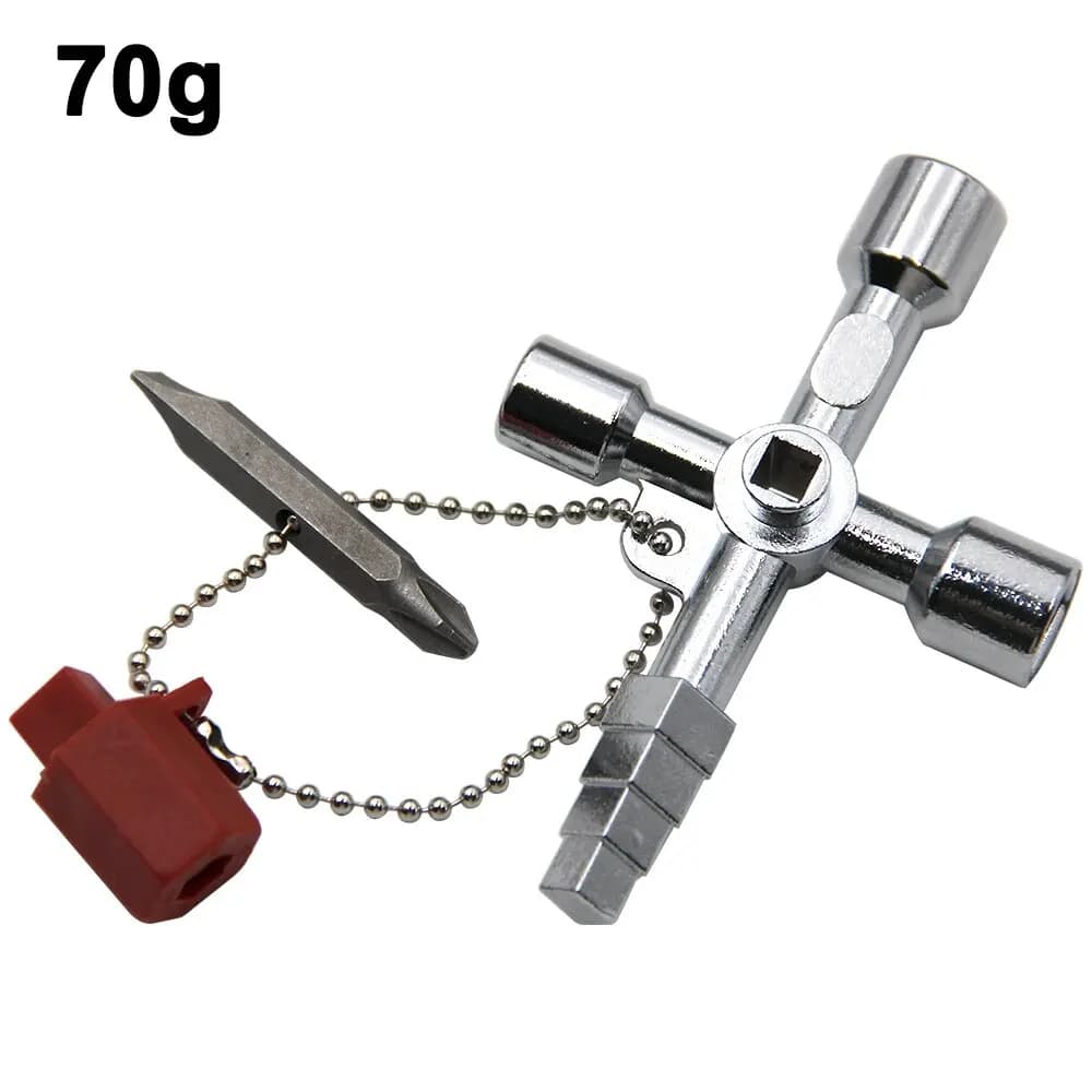 4-in-1 Silver Key Wrench Screwdriver Tool Set for Electrical Cabinet Elevator — image 7