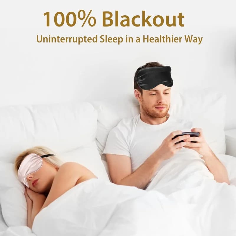 Sleep Eye Mask Blackout 100% Zero Pressure Silk Blindfold Adjustable New Soft UK — image 3