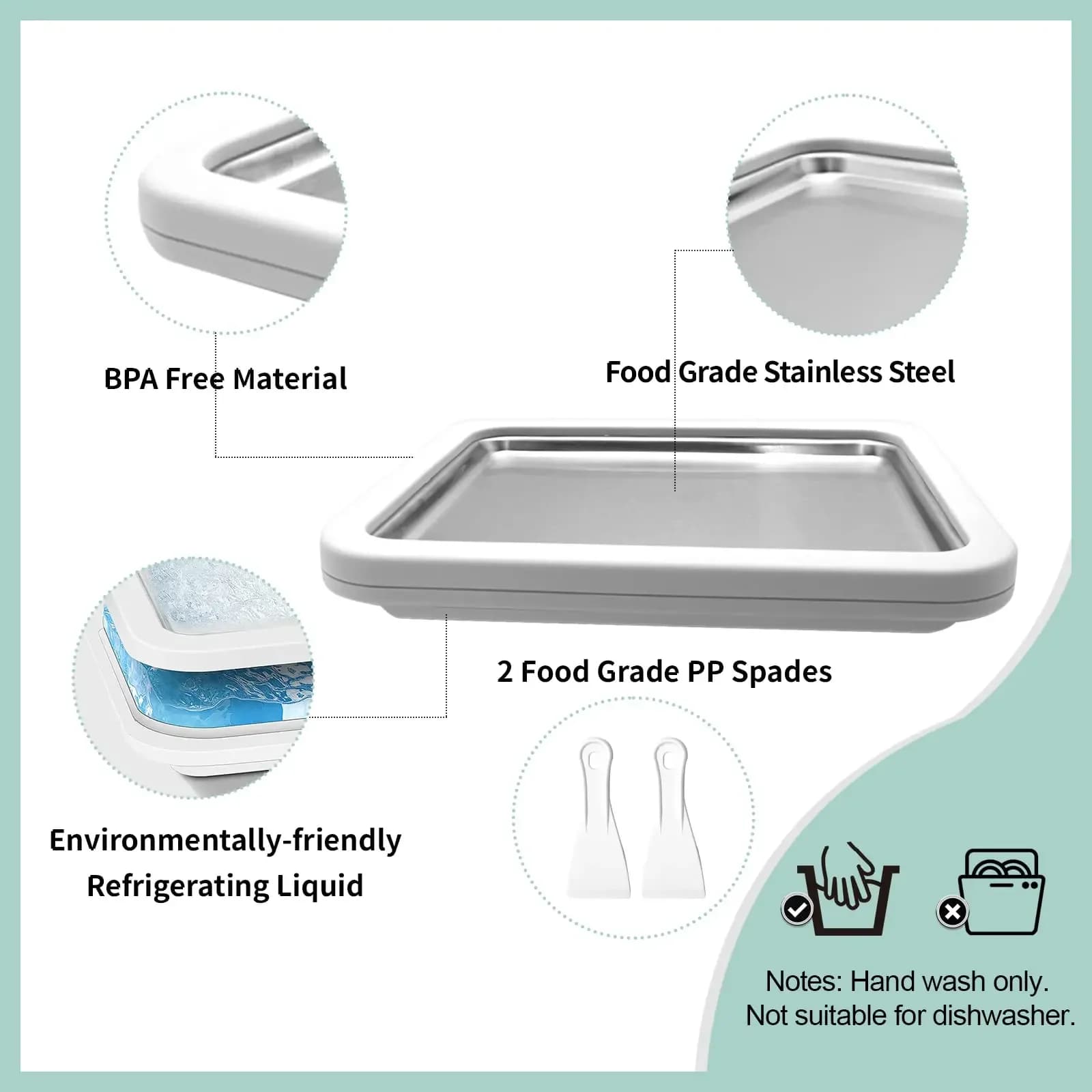 Rolled Ice Cream Maker Pan DIY Frozen Yogurt Stir Fry Ice Tray Cold Sweet UK — image 4