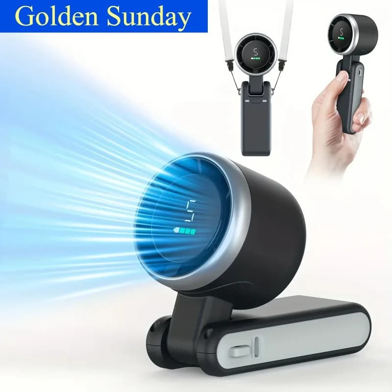 3-in-1 Rechargeable Mini Fan 5-Speed USB 3600mAh Lithium Battery