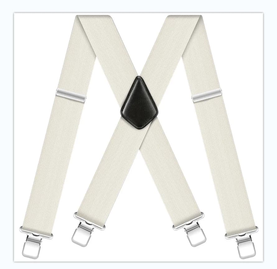 Men's Suspenders Braces 50mm Wide Elastic X-Shaped Four Clip Black — image 11