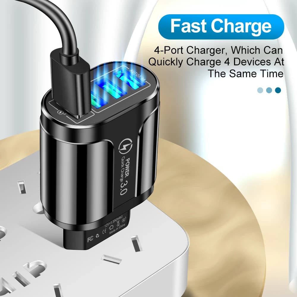 4 Port USB Fast Charger Quick Charge 3.0 48W Wall Adapter for Mobile Phones — image 6
