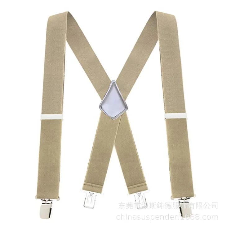 Men's Suspenders Braces 50mm Wide Elastic X-Shaped Four Clip Black — image 9