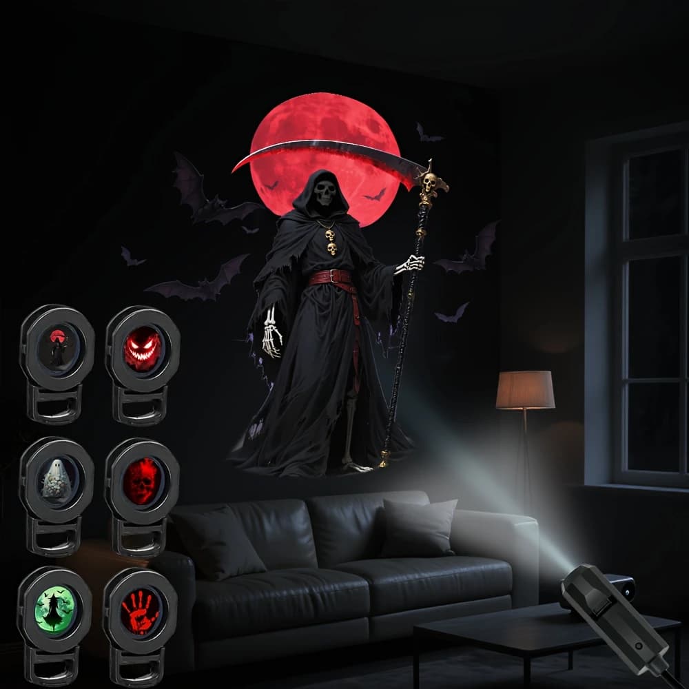 Halloween USB Projection Lamp 6 Pcs LED Light Ghost Witch Skeleton Patterns — image 7