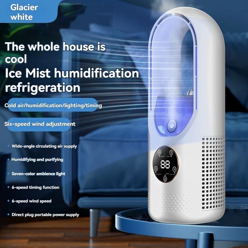 Mini Air Cooler USB Fan Humidification Cooling 6 Speed LED Light Silent Wind — image 8