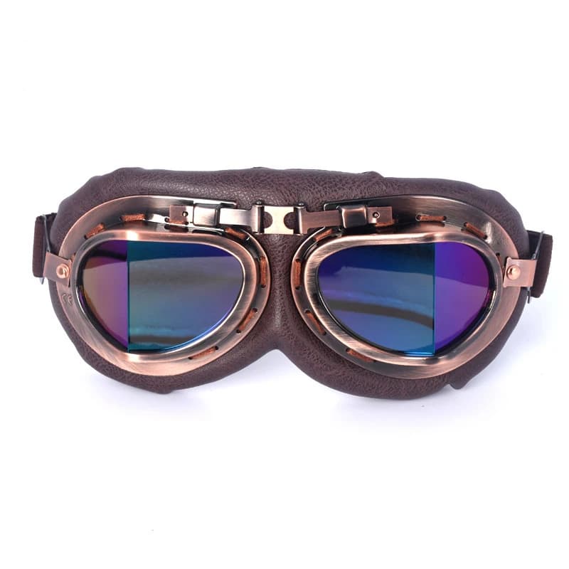 Vintage Leather Motorcycle Goggles Retro Pilot Dirt Bike Goggles for Jet Helmet — image 7
