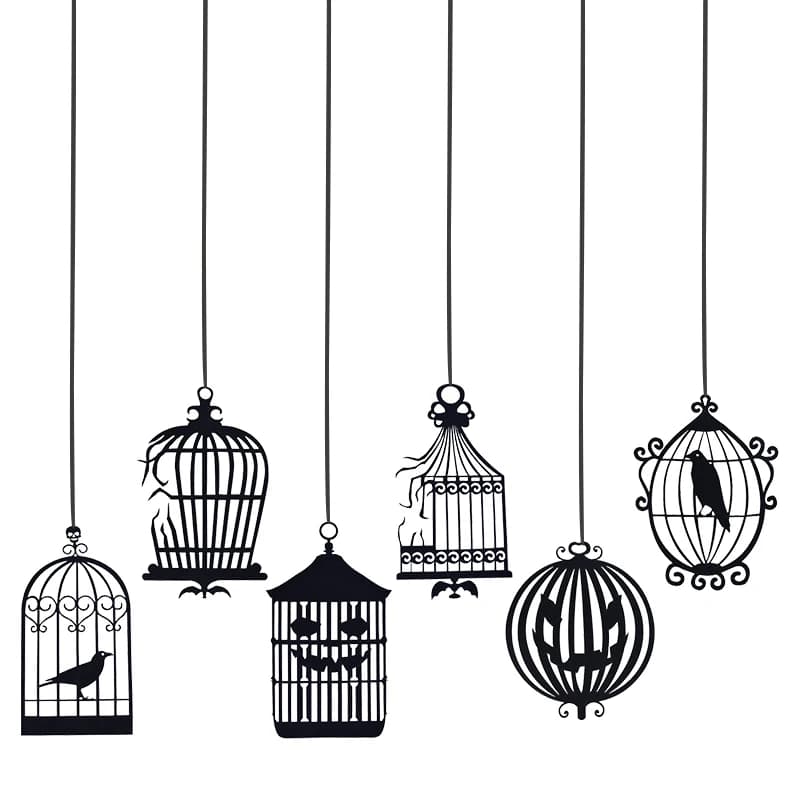 Halloween Black Crow Hanging Banner Garland Birdcage Paper Pendant Ornament — image 8