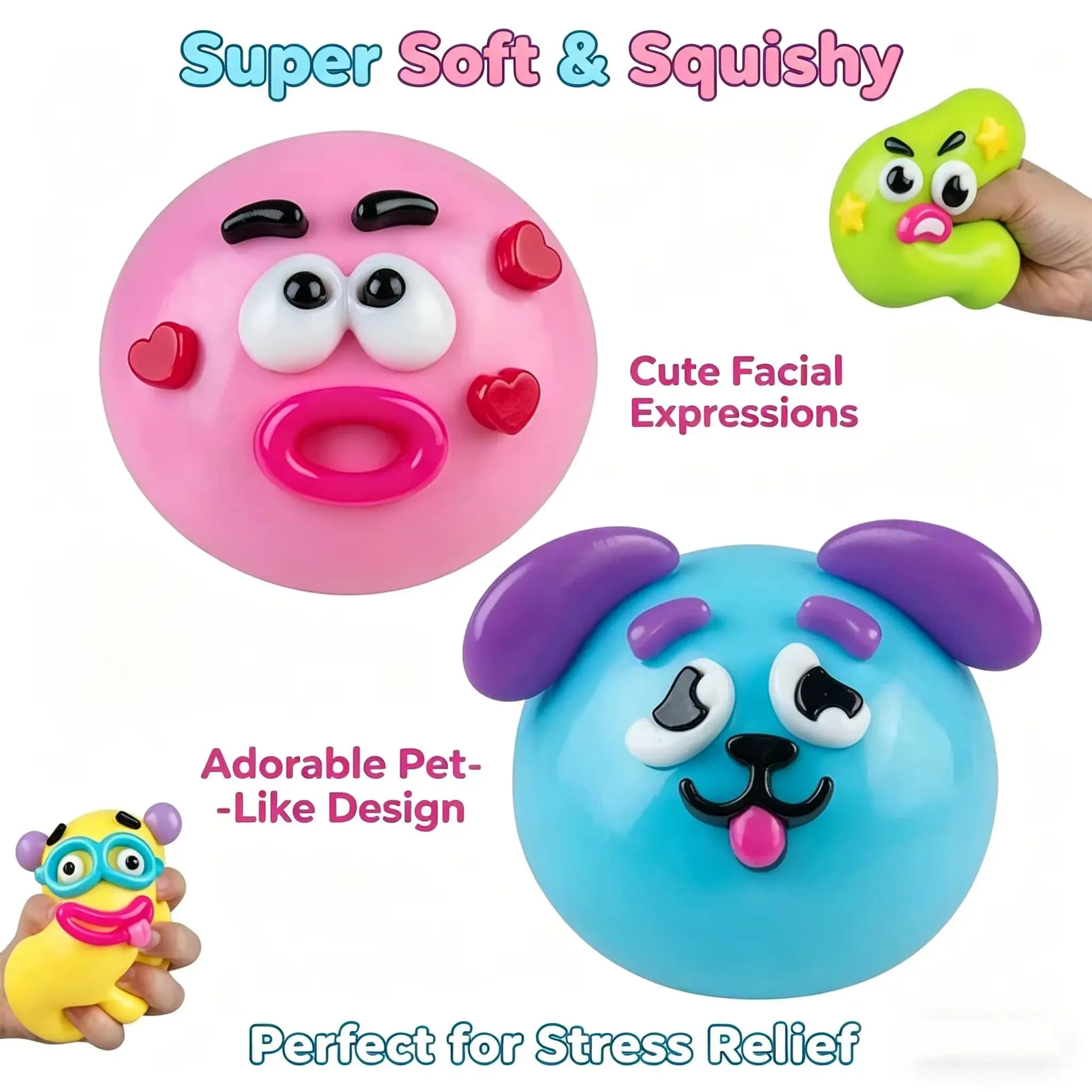 Funny Dog Face Squishy Squeeze Toy Slow Rising Stress Relief Fidget Toy — image 4