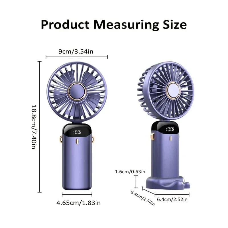Portable Handheld Mini Fan 5 Speed USB Rechargeable Neck Hanging Foldable — image 6