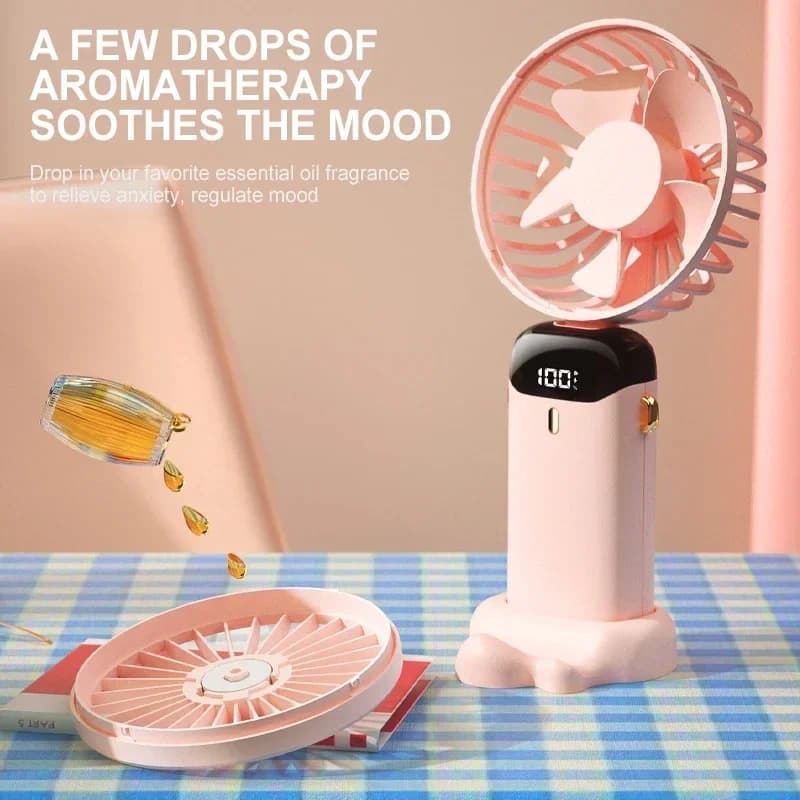 Portable Handheld Mini Fan 5 Speed USB Rechargeable Neck Hanging Foldable — image 5