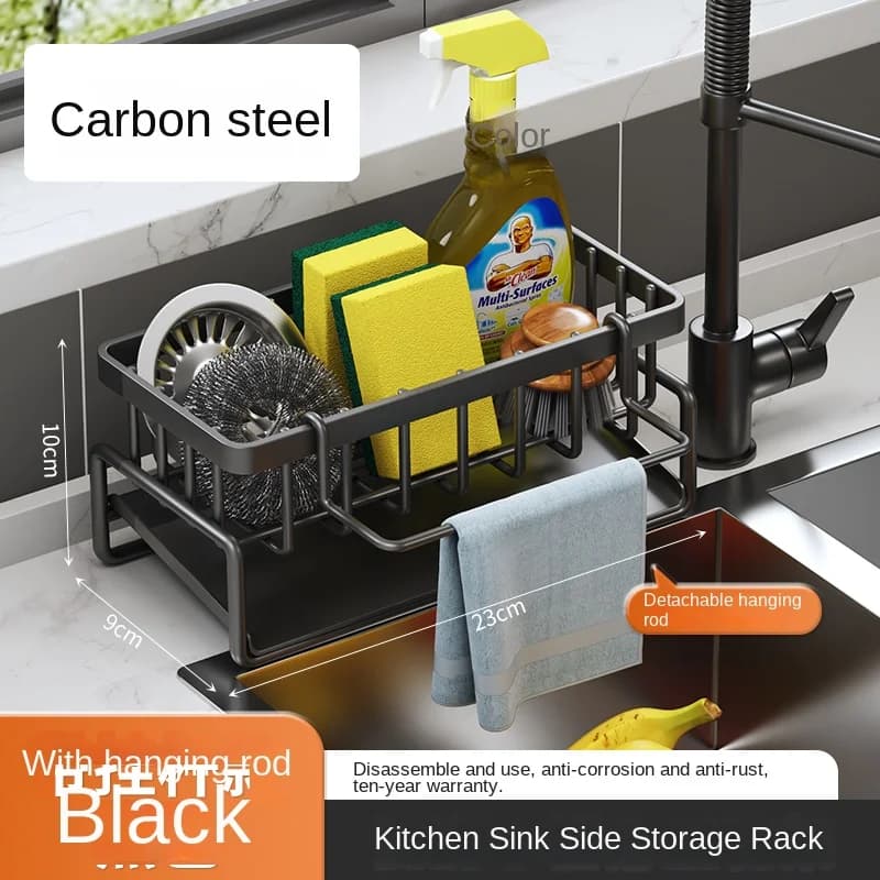 Stainless Steel Kitchen Sink Drainage Rack Sponge Holder Storage Shelf — image 11