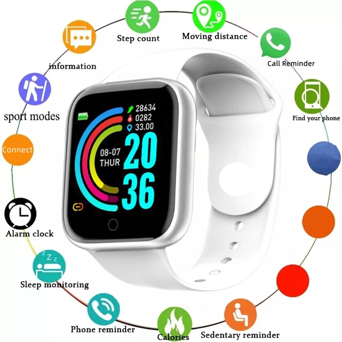Smartwatch for Men Women Fitness Monitor Message Bracelet Android iOS — image 8