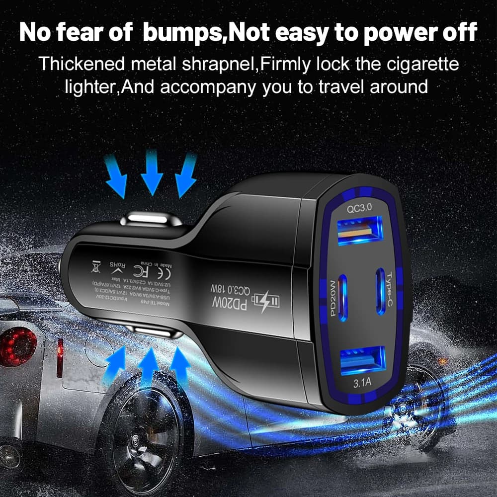 38W PD Type-C Car Charger QC3.0 USB Fast Charge Multi-Port New Charging One for — image 5