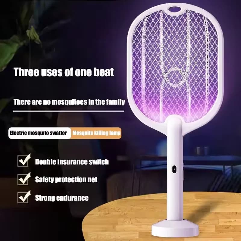Electric Fly Swatter 3000V USB-C Rechargeable Bug Zapper Mosquito Trap