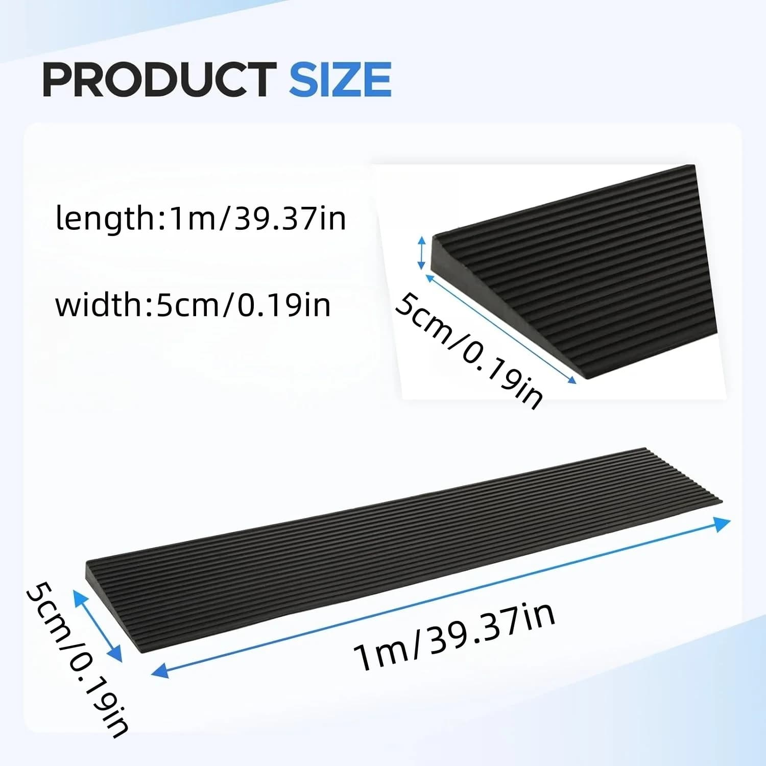 Rubber Door Threshold Ramp 1m Wheelchair Accessible Non-Skid New 1pc 1mx5cm Rise — image 2