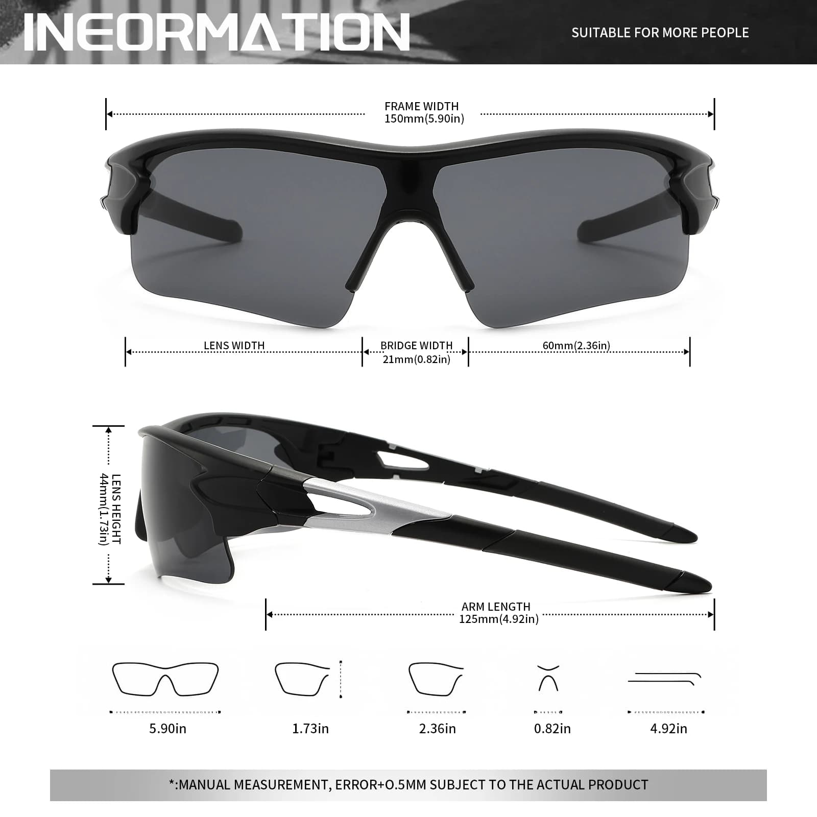 UV400 Protective Sports Eyewear Lightweight Wrap-Around Cycling Hiking New Full — image 3