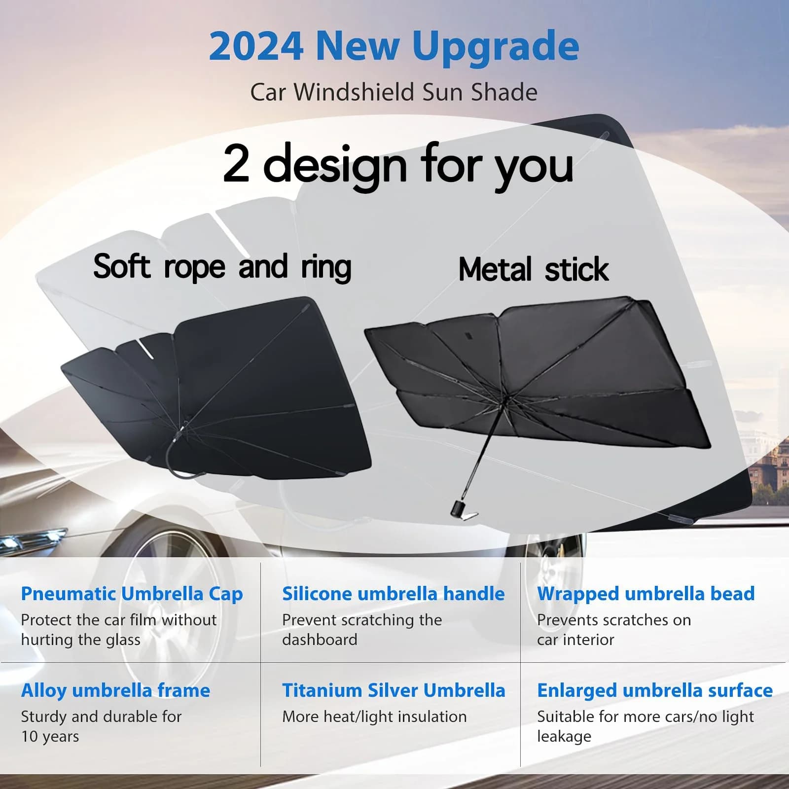 Car Umbrella Windshield Sunshade Foldable Sun Shade UV Block Heat New 2026 Front — image 3
