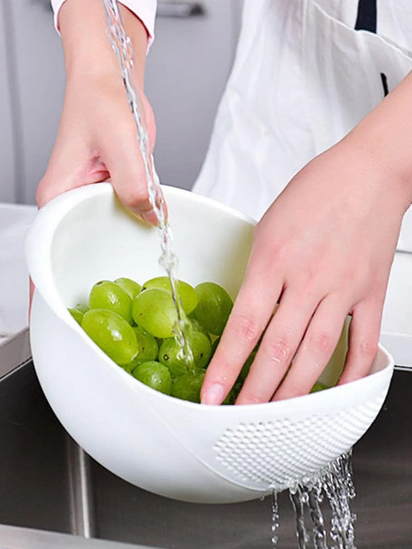 3 Pcs Colander Rice Bowl Drain Basket Fruit Washing Kitchen Organiser — image 3