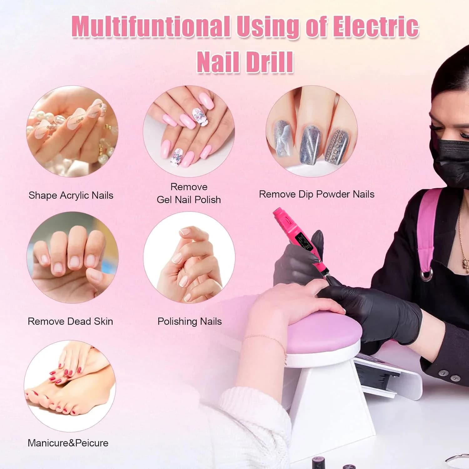 Electric Nail Sander Drill Machine Grinding Equipment Milling Cutter New Set For — image 5
