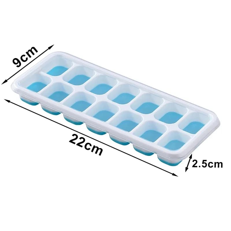 Silicone Ice Cube Tray Mould Square 14 Cube Easy Release with Lid for Kitchen Bar — image 6