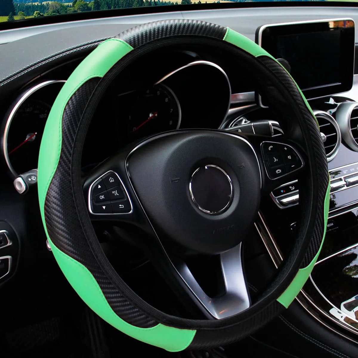 Universal Car Steering Wheel Cover Anti Slip Breathable Sport Grip Protector — image 14