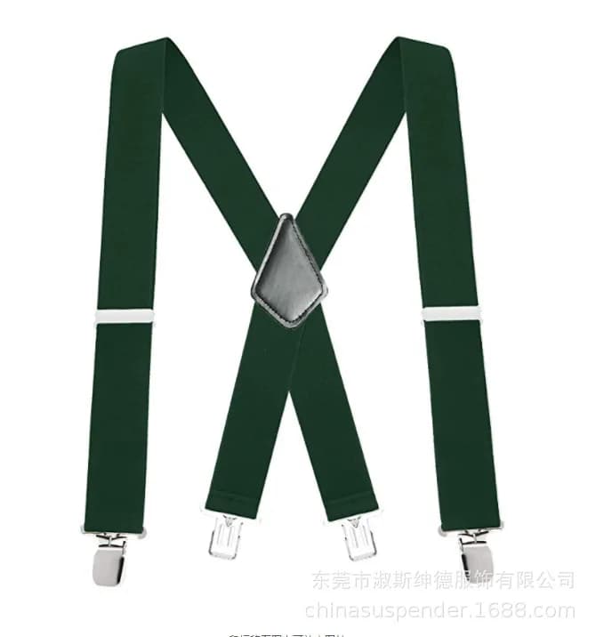 Men's Suspenders Braces 50mm Wide Elastic X-Shaped Four Clip Black — image 8