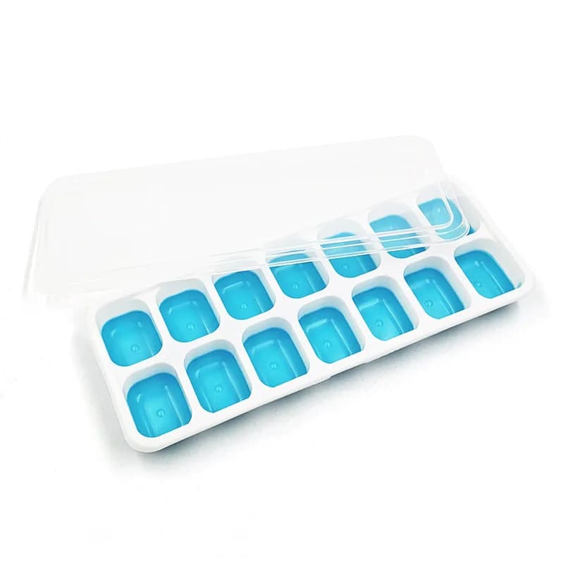 Silicone Ice Cube Tray Mould Square 14 Cube Easy Release with Lid for Kitchen Bar — image 8